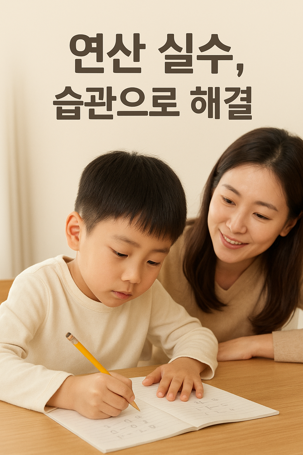 연산하는 아이와 지켜보는 엄마
